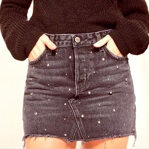Reformation Black Denim Mini Skirt
